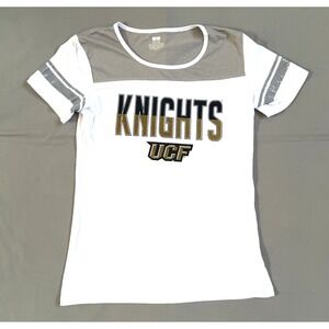 NCAA UCF Knights Womens T-Shirt Large White Gray Colorblock Graphic Tee RN115104